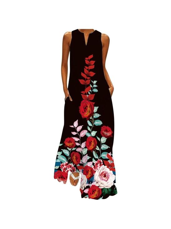 Unbranded Dresses & Skirts - Women's Summer Maxi Dress Floral Print Long Sleeveless Size S